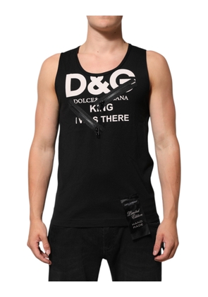 Black Cotton Sleeveless Tank Top DG Logo Men T-shirt - S