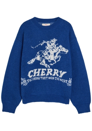 Cherry Los Angeles Won The West Intarsia Alpaca-blend Jumper - Blue - XL