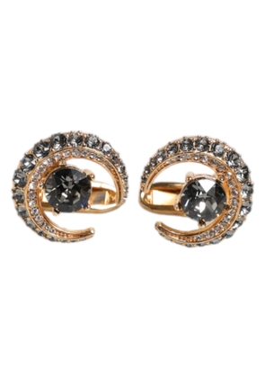 Brass Gold Black Crystal Luna Cufflink