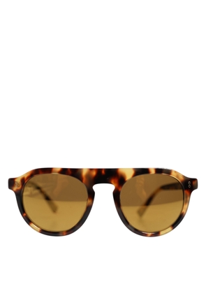 Brown Acetate Round Leopard Print Eyewear Sunglasses
