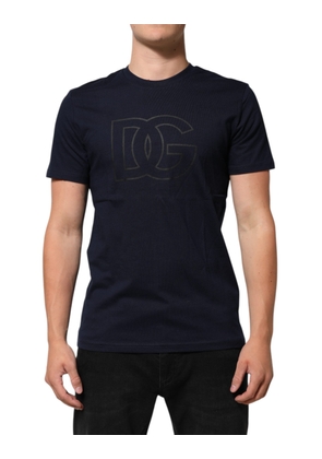 Dolce & Gabbana Dark Blue Cotton DG Logo Print Men’s Top T-shirt - M