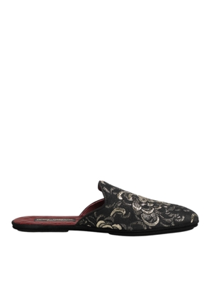 Dolce & Gabbana Black Floral Jacquard Slides Slippers Shoes - EU42/US9