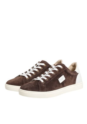 Dolce & Gabbana Brown Suede Leather Low Top Men Sneakers Shoes - EU39/US6