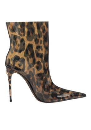 Leopard Print PVC Pointed Toe Boots Shoes - EU39/US8.5