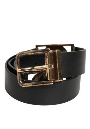 Dolce & Gabbana Black Leather Gold Silver Coin Buckle Belt - 90 cm / 36 Inches