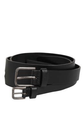 Dolce & Gabbana Black Double Strap Leather Buckle Men Belt - 90 cm / 36 Inches