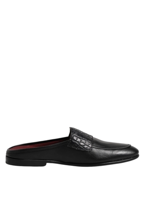 Black Calfskin Leather Slip On Loafers Shoes - EU40/US7