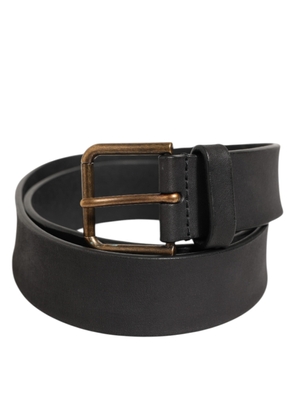 Dolce & Gabbana Black Leather Metal Buckle Classic Men Belt - 90 cm / 36 Inches