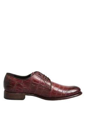 Burgundy Leather Lace Up Derby Dress Shoes - EU43/US10