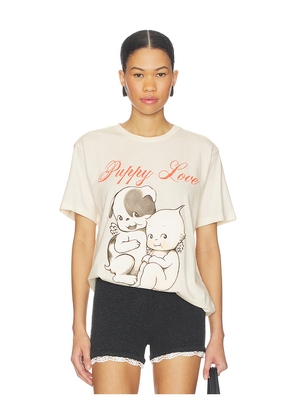 The Forecast Agency Kewpie Puppy Love Tee in Cream. Size L. Also in M, S, XL/1X, XS.