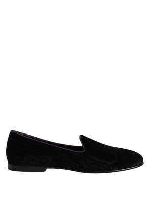 Black DG Crown Embroidery Loafers Slip On Shoes - EU42/US9