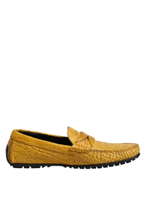Yellow Exotic Leather Loafers Slip On Shoes - EU41/US8