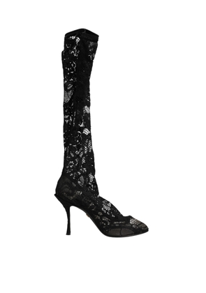 Dolce & Gabbana Black Pumps Taormina Lace Socks Boots Shoes - EU37.5/US7