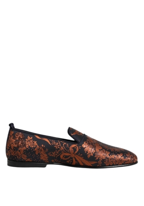 Black Jacquard Polyester Slip On Loafers Shoes - EU42/US9