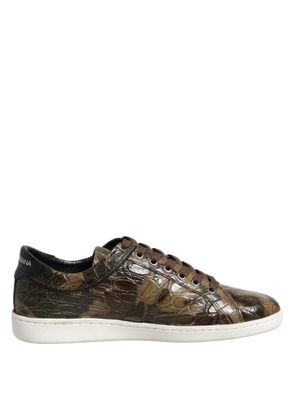 Brown Exotic Leather Low Top Sneakers Shoes - EU40/US7