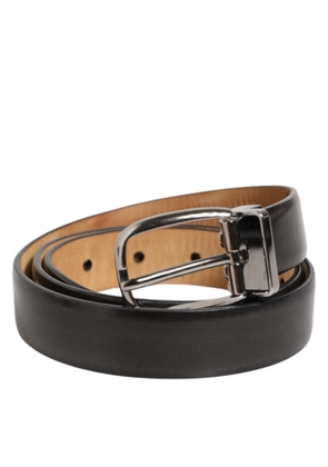 Dolce & Gabbana Black Classic Leather Silver-Tone Buckle Belt - 80 cm / 32 Inches