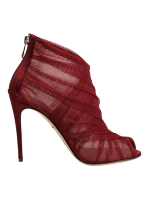 Dolce & Gabbana Red Tulle Ankle Boots Stiletto Heels Shoes - EU35.5/US5