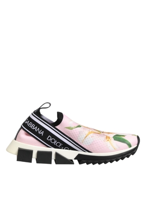 Dolce & Gabbana Pink Floral Sorrento Low Top Sneakers Shoes - EU37/US6.5