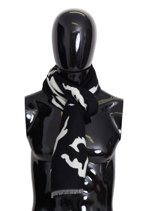 GIVENCHY Black White Wool Unisex Winter Warm Scarf Wrap Shawl