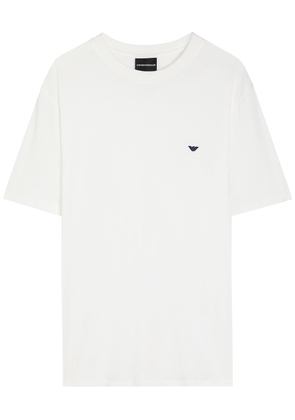Emporio Armani Logo-embroidered Lyocell and Cotton-blend T-shirt - White - S