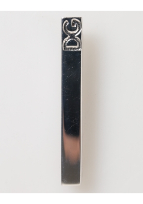 Silver Tone Brass Logo Branded Men Accessory Tie Clip Bar