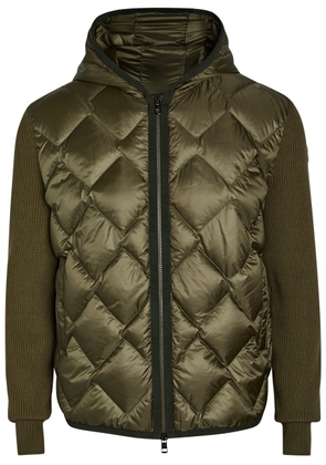 Moncler Hooded Quilted Shell and Cotton-blend Cardigan - Khaki - XL