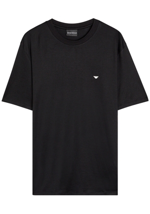 Emporio Armani Logo-embroidered Lyocell and Cotton-blend T-shirt - Black - Xxl