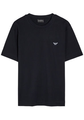 Emporio Armani Logo-embroidered Cotton T-shirt - Navy - M