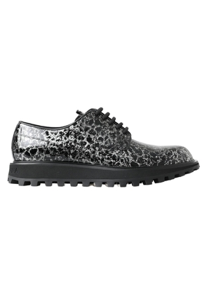 Dolce & Gabbana Black White Derby Patent Leather Shoes - EU39/US6