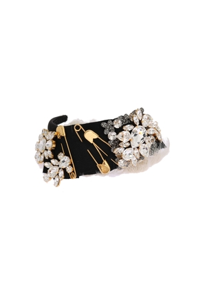 Dolce & Gabbana Black Crystal White Hair Parrucchiera Headband Diadem