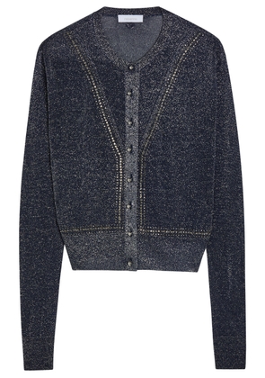 Rabanne Embellished Metallic-knit Cardigan - Navy - S (UK8-10 / S)