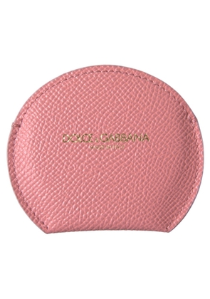 Dolce & Gabbana Pink Calfskin Leather Round Mirror Holder