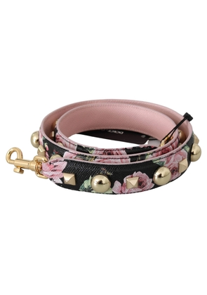 Dolce & Gabbana Pink Floral Leather Stud Accessory Shoulder Strap