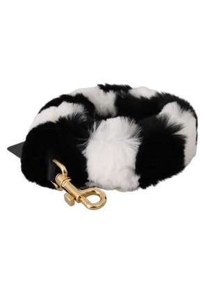 Dolce & Gabbana Black White Lapin Fur Accessory Shoulder Strap