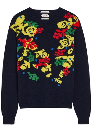 JW Anderson Pringle Floral Wool Jumper - Navy - M (UK12 / M)