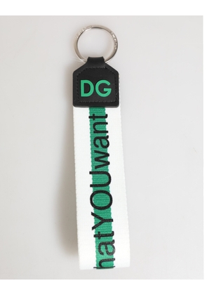 Green Logo Polyester Silver Brass Holder Keychain Keyring