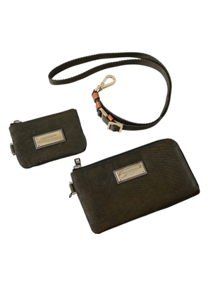 Dolce & Gabbana Dark Green Nylon Logo Multifunctional Kit 2 Pcs Set Bags