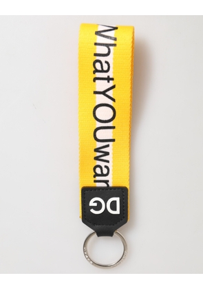 Yellow Logo Polyester Silver Brass Holder Keychain Keyring