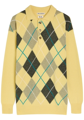JW Anderson Pringle Argle Wool Polo Jumper - Yellow - M (UK12 / M)