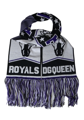 Dolce & Gabbana Multicolor Wool DG Queen Wrap Fringe Scarf