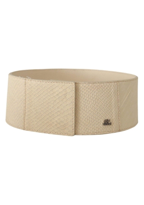 GF Ferre White Waxed Cotton Wide Fashion Belt - 70 cm / 28 Inches