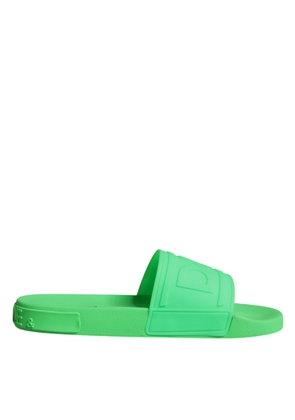 Green Leather Slides Sandals Beachwear Shoes - EU44/US11