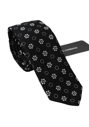 Dolce & Gabbana Black 100% Silk Floral Print Print Classic Tie