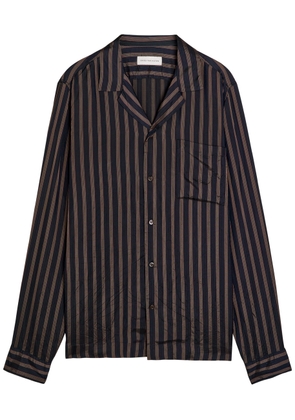 Dries Van Noten Carlty Striped Satin Shirt - Navy - 52 (IT42 / UK8)