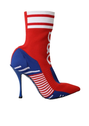 Red Blue Stretch Sock Style Short Boots Logo Shoes - EU37/US6.5