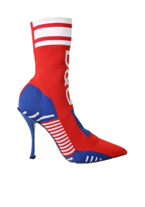 Red Blue Stretch Sock Style Ankle Boots Logo Shoes - EU36.5/US6