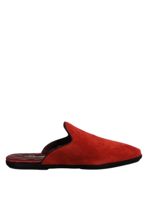 Orange Suede Slides Flat Slipper Shoes - EU39/US6