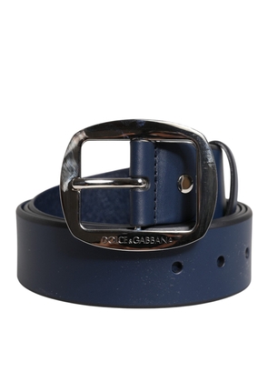 Blue Calf Leather Classic Metal Buckle Belt - 115 cm / 46 Inches