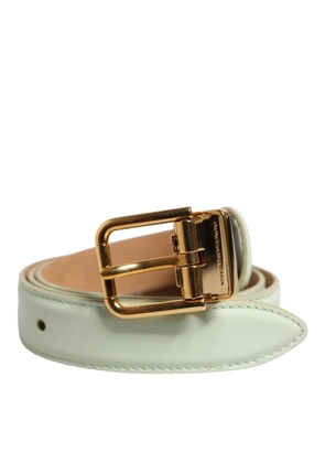 Light Green Leather Gold Metal Buckle Belt - 75 cm / 29,5 Inches
