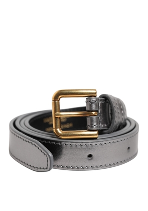 Silver Logo Engraved Metal Waist Buckle Belt - 75 cm / 29,5 Inches